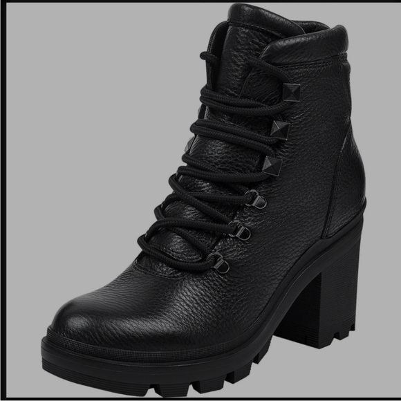 Marc Fisher LTD Leather Combat Boot Heels size 8 1/2 - Picture 1 of 5